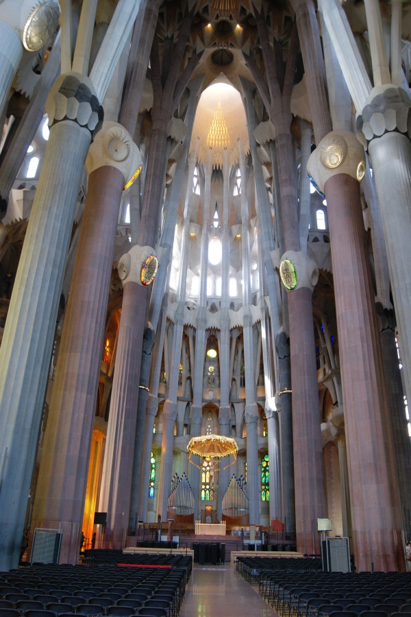 The breathtaking interior of  Gaudi's Basilica de la Sagrada Familia